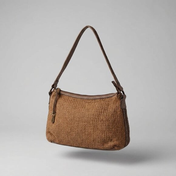 Fossil Handbags - Fossil Vintage Basket Weave and Leather Shoulder Bag